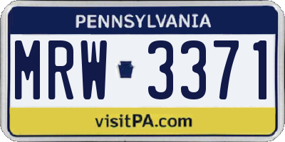 PA license plate MRW3371