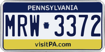 PA license plate MRW3372