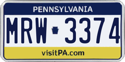 PA license plate MRW3374