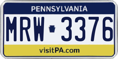 PA license plate MRW3376