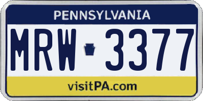 PA license plate MRW3377