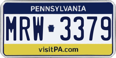 PA license plate MRW3379