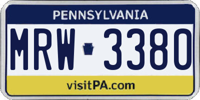 PA license plate MRW3380