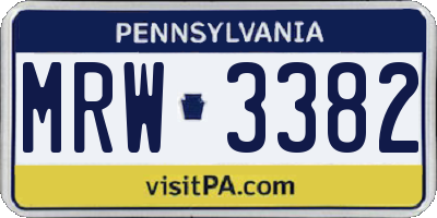PA license plate MRW3382