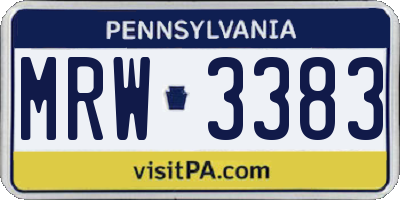 PA license plate MRW3383