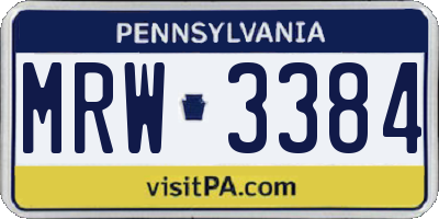 PA license plate MRW3384