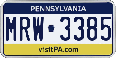 PA license plate MRW3385