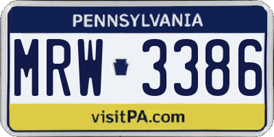 PA license plate MRW3386