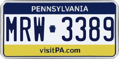 PA license plate MRW3389