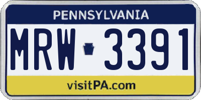 PA license plate MRW3391