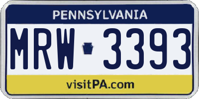 PA license plate MRW3393
