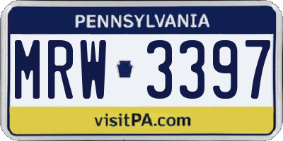 PA license plate MRW3397