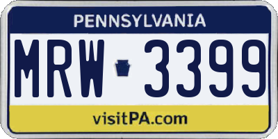 PA license plate MRW3399
