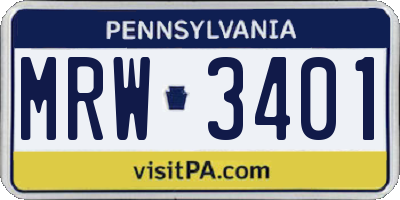 PA license plate MRW3401
