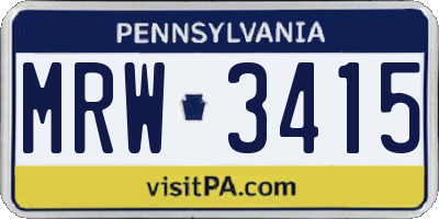 PA license plate MRW3415