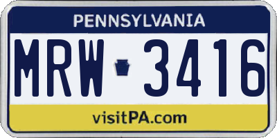 PA license plate MRW3416
