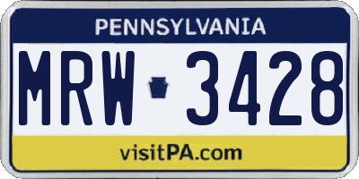PA license plate MRW3428