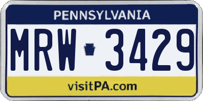 PA license plate MRW3429