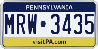 PA license plate MRW3435