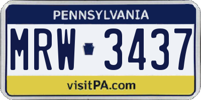 PA license plate MRW3437