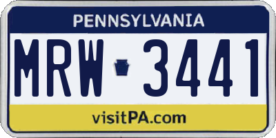 PA license plate MRW3441