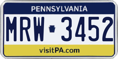 PA license plate MRW3452