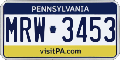 PA license plate MRW3453