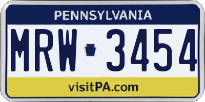 PA license plate MRW3454
