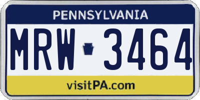 PA license plate MRW3464