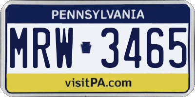 PA license plate MRW3465
