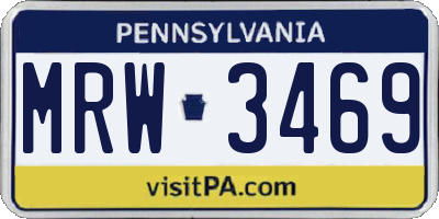 PA license plate MRW3469