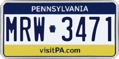 PA license plate MRW3471