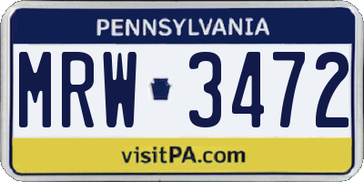 PA license plate MRW3472