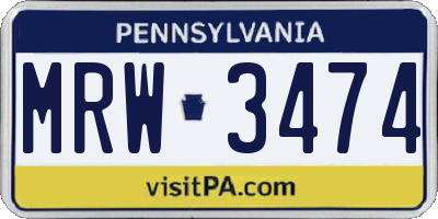 PA license plate MRW3474