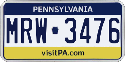 PA license plate MRW3476
