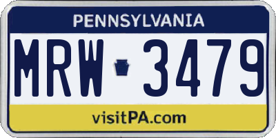 PA license plate MRW3479