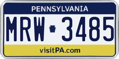 PA license plate MRW3485