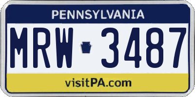 PA license plate MRW3487