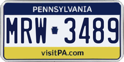 PA license plate MRW3489