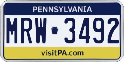PA license plate MRW3492
