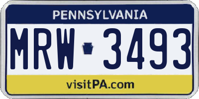 PA license plate MRW3493