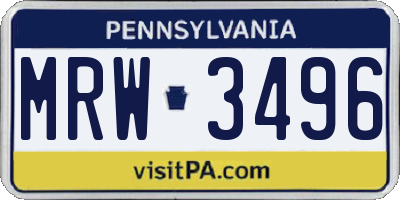 PA license plate MRW3496