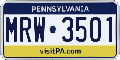 PA license plate MRW3501
