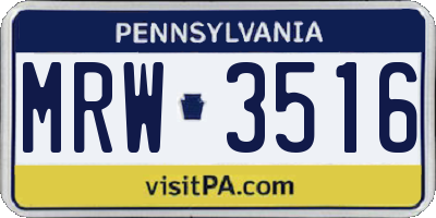 PA license plate MRW3516