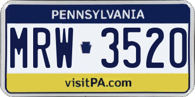 PA license plate MRW3520