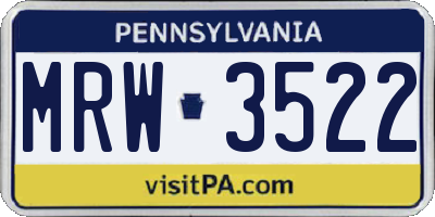 PA license plate MRW3522