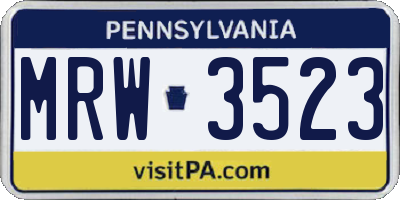PA license plate MRW3523