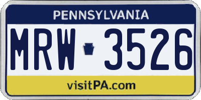 PA license plate MRW3526