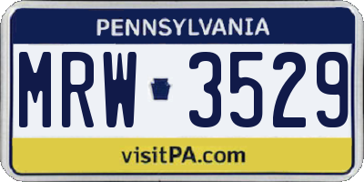 PA license plate MRW3529