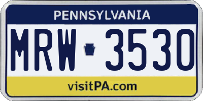 PA license plate MRW3530